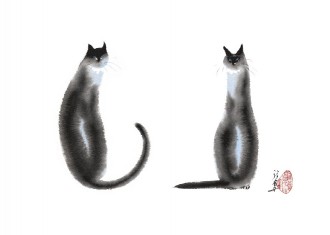 Two Cats Sitting -  Cheng Yan